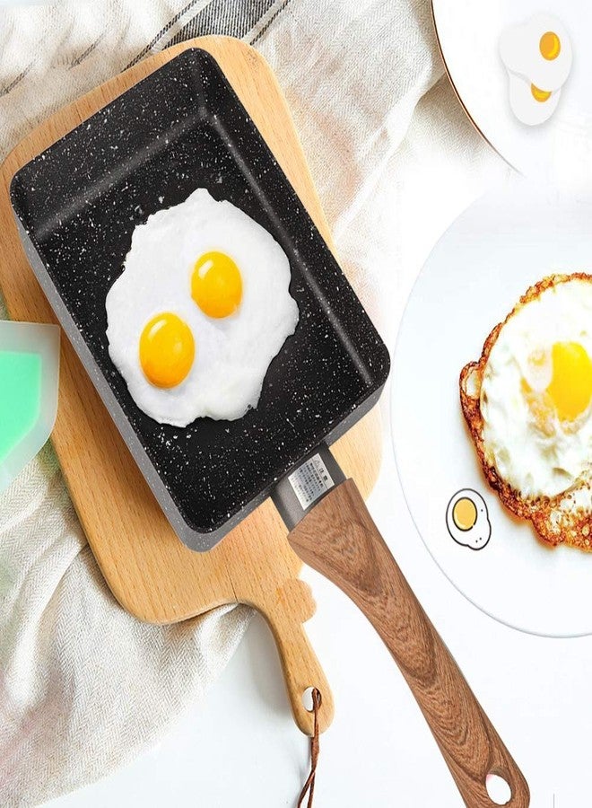 Sunicon Tamagoyaki Japanese Omelette Pan, Egg Pan Skillet, Non-stick Rectangle Square Frying Egg Roll Pan with Wood Handle Aluminum Cookware for Cooking - Image 3